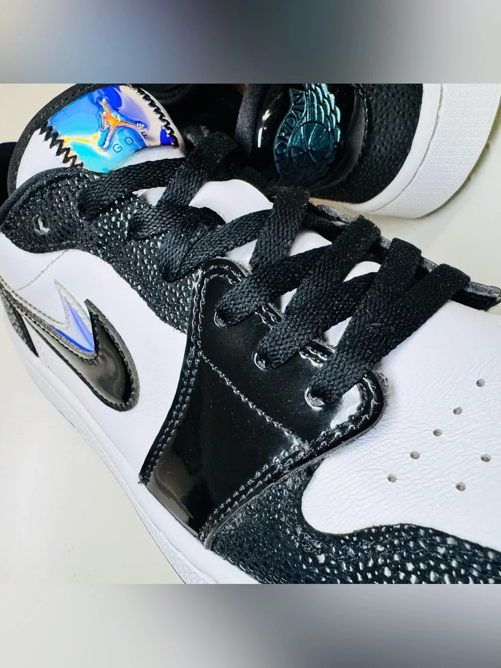 Jordan 1 Low Golf Endless Pursuit M12 Stingray Patent + Iridescent Clear Outsole